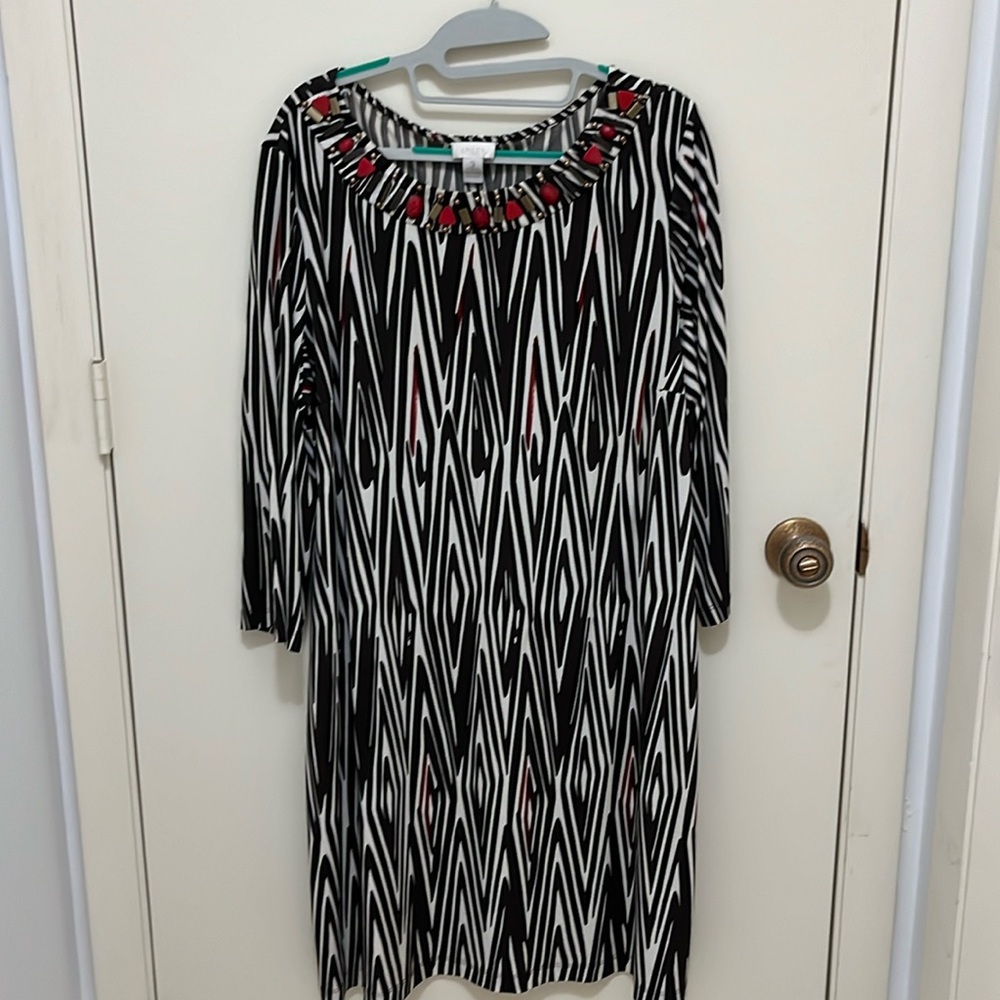 Chico’s size 3 (large) dress with jeweled neckline.